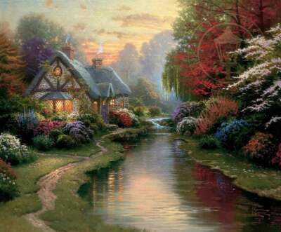 Thomas Kinkade - A Quiet Evening - 16 x 20 - S/N Canvas