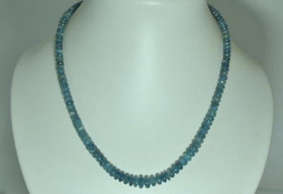 glatt geschliffen blaue Naturfarbe Aquamarin Kette