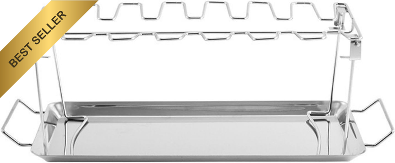 Stainless Steel Chicken Leg Rack, 14 Slot Chicken Wing Rack with Drip Tray, Outd