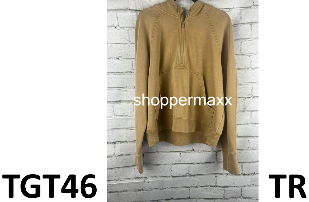 Women's 1/2 Zip Fleece Pullover Sweat - JoyLab, Beige, Size Large