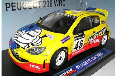 MONDO MOTORS 50003bx Peugeot 206 WRC model car rally V Rossi RAC Rally 2002 1:18