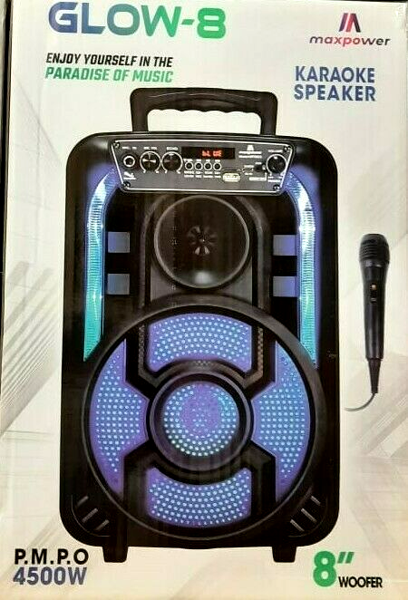 ミュージシャン POW 12/11 MPD823 GLOW-8 MaxPower Portable Multimedia Karaoke Speaker