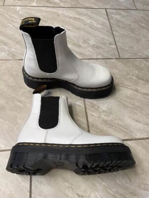 Doc Martens Quad Chelsea Boots Womens Size 8 White Leather  Worn Twice