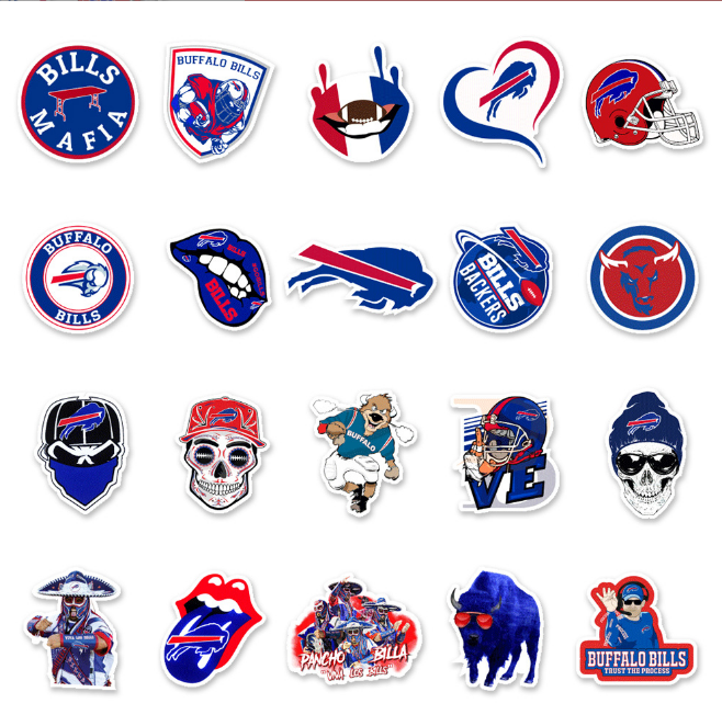 50Pcs Stickers Buffalo Bills NFL Sport Luggage Skateboard Phone Laptop Car Vinyl