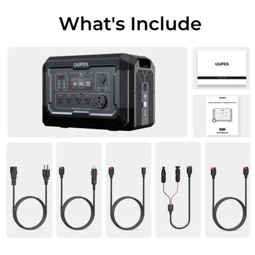 OUPES Mega 2 Portable Power Station 2500W/2048Wh Solar Generator LiFePO4 Battery