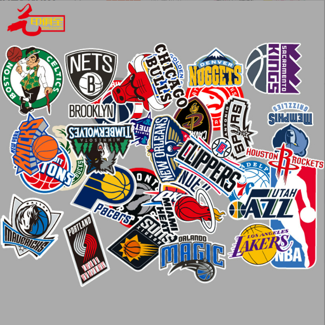 31 Pcs / Set Vinyl Stickers NBA 30 Teams LOGO Basketball Bomb Waterproof Decal