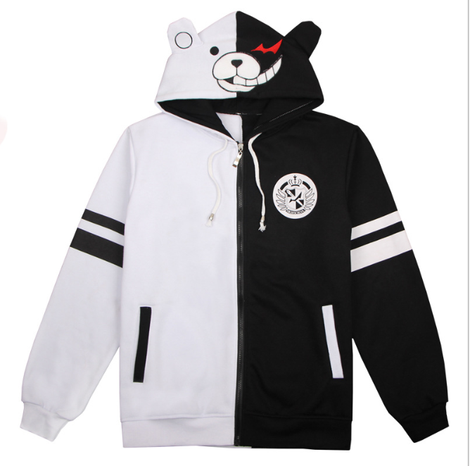 Anime Danganronpa Monokuma Cosplay Unisex Jacket Hoodies Sweatshirt Costume