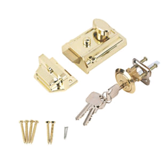 SMITH & LOCKE TRADBRS60 TRADITIONAL NIGHT LATCH BRASS EFFECT 60MM BA