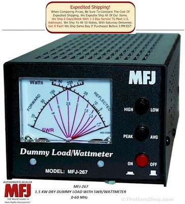 MFJ-267 Dry Dummy Load, With SWR/WATT Meter, 1.5 KW, 0-60 MHZ. Buy it now for 148.95