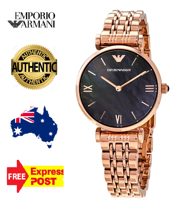 Black and rose gold armani watch shop