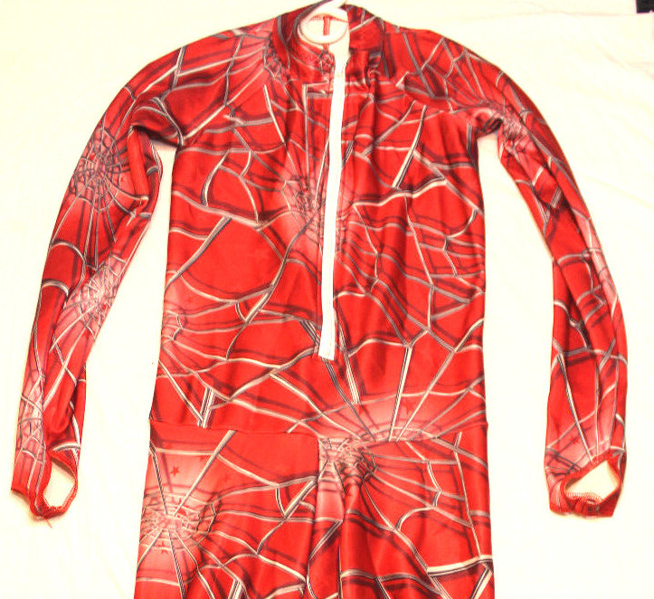 Spyder Mens Downhill Ski Racing full Suit Non-Padded adult large red spiderwebs