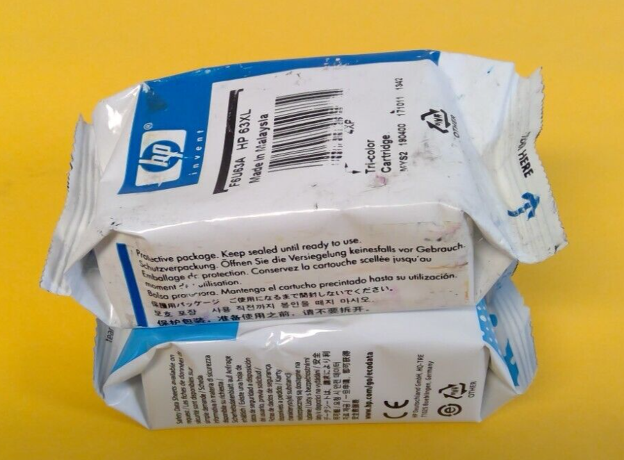 Genuine OEM HP 63XL Black-63XL Tri-color Ink Bulk Packaging FREE SHIPPING