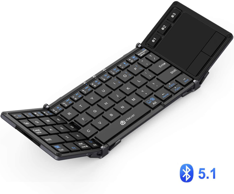 Bluetooth Keyboard, iClever Folding Keyboard with Sensitive Touchpad (Sync Up to