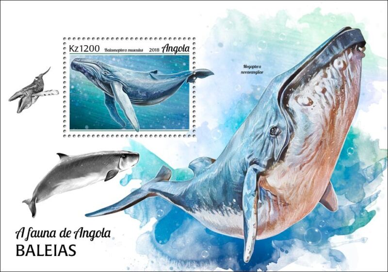 Whales MNH Stamps 2018 Angola S/S