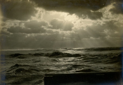 Coucher de soleil sur la mer, vers 1900 Vintage Print Tirage argentique  13x
