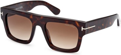 Pre-owned Tom Ford Ft0711 52f Fausto Geometric Dk Havana Grad Brown 53 Mm Men's Sunglasses
