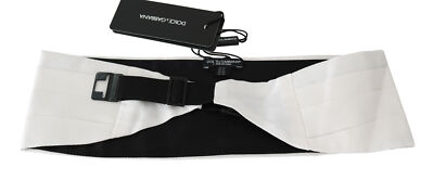 Pre-owned Dolce & Gabbana Cummerbund White Men Waist Belt 100% Silk S. It48 / M Rrp $450