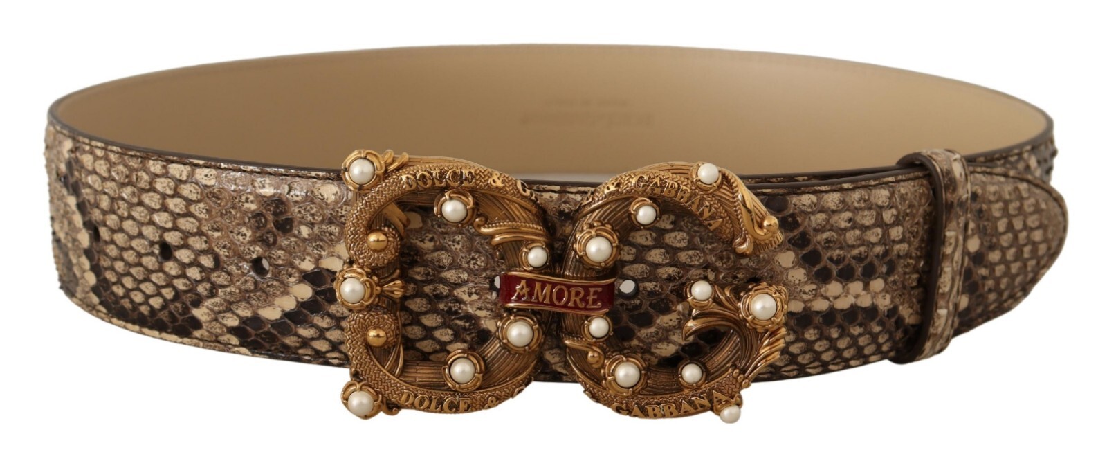 

DOLCE - GABBANA Ремень Amore Коричневый из экзотической кожи с пряжкой с логотипом, длина 75 см/30 дюймов