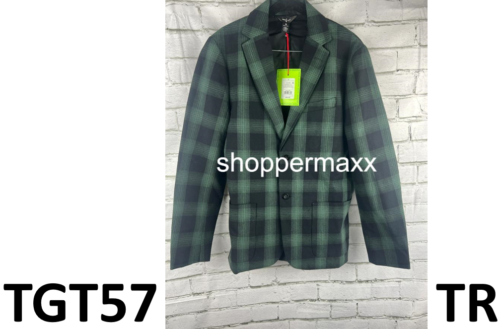 HOUSTON WHITE - ADULT OMBRE PLAID BLAZER - GREEN, SIZE SMALL