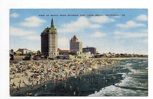 Long Beach, CALIFORNIA - Ocean Avenue - BIRDSEYE - 1940 | eBay