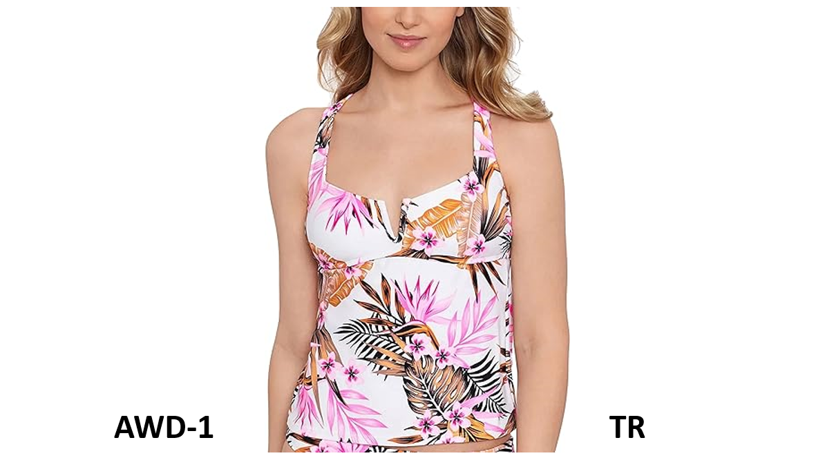 Salt + Cove Women's Tropic Time Printed V-Wire Tankini Top, Medium, Multi
