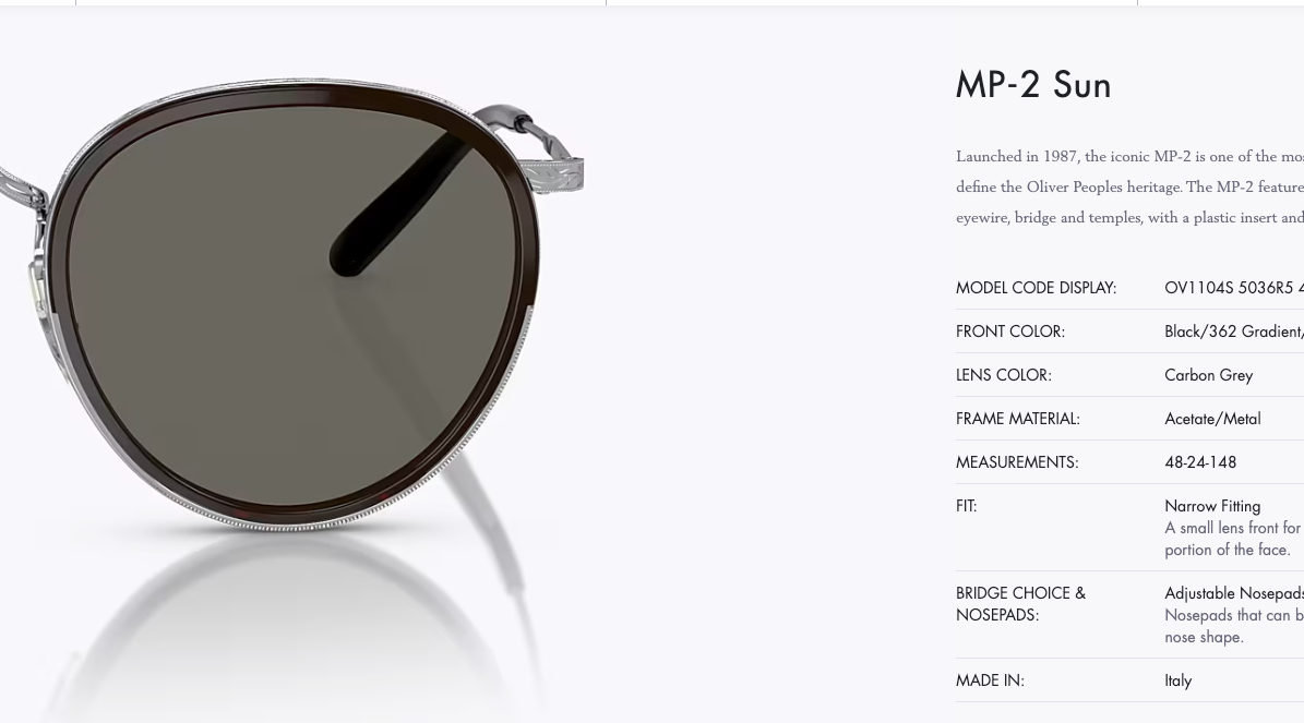Pre-owned Oliver Peoples Mp-2 Sun 48mm In Black 362/carbon Grey Msrp$582 Johnny Depp's Fav In Gray