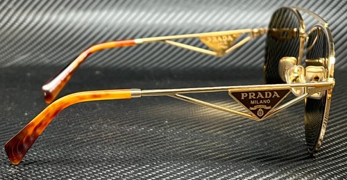 Pre-owned Prada Pr 73zs 5ak01t Gold Dark Brown Women's 58 Mm Sunglasses