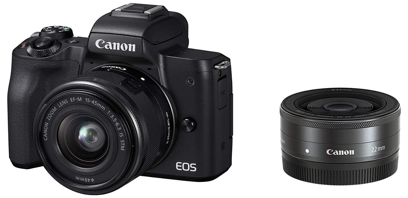 キヤノン CANON EOS KISS M 15-45mm IS STM Canon Mirrorless SLR Camera EOS Kiss M Double Lens Kit Black