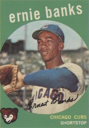 1959年 TOPPS CUBS CLUBBERS #147 PSA 7 1959 Topps Cubs Clubbers (Dale Long/Ernie Banks/Walt Moryn