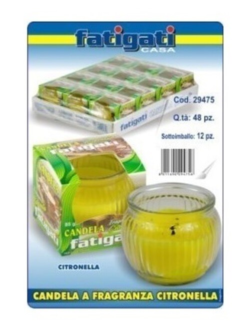 Set 12 Pezzi Vasetto In Vetro Con Candela Profumata Citronella Anti Zanzare