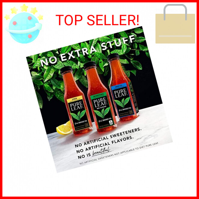 Pure Leaf Iced Tea, Unsweetened Green Tea, 18.5 fl Oz Bottles (Pack of 12)