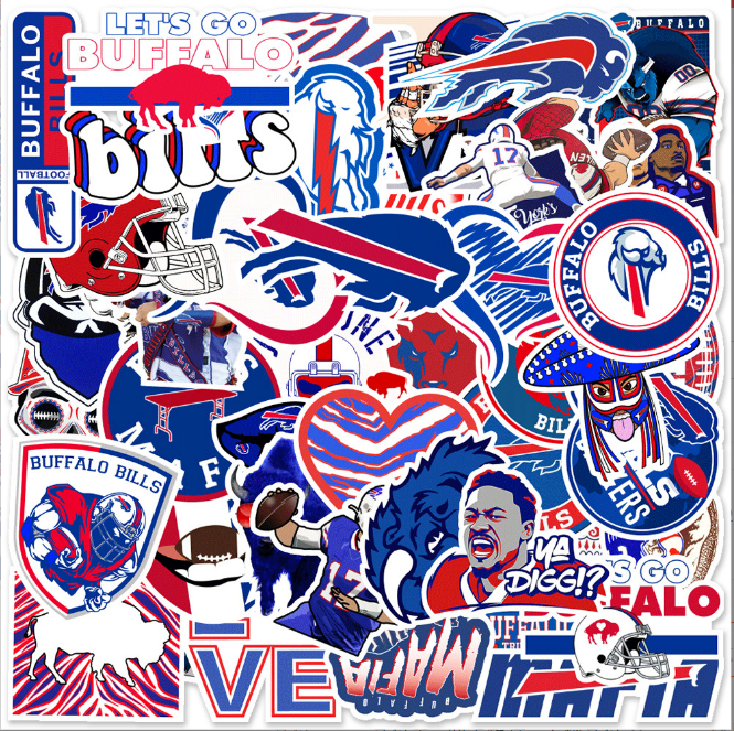 50Pcs Stickers Buffalo Bills NFL Sport Luggage Skateboard Phone Laptop Car Vinyl