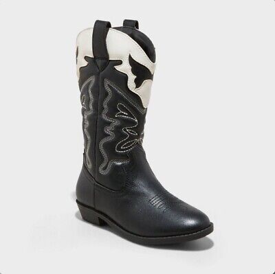 Cat & Jack Girls' Sz 13 Bri Western Boots Black and White New