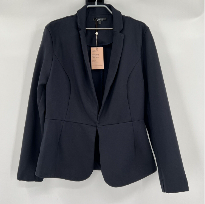 Quince Navy Blue Ultra-Stretch Ponte Blazer sz S Long Sleeve Career Work - NWT