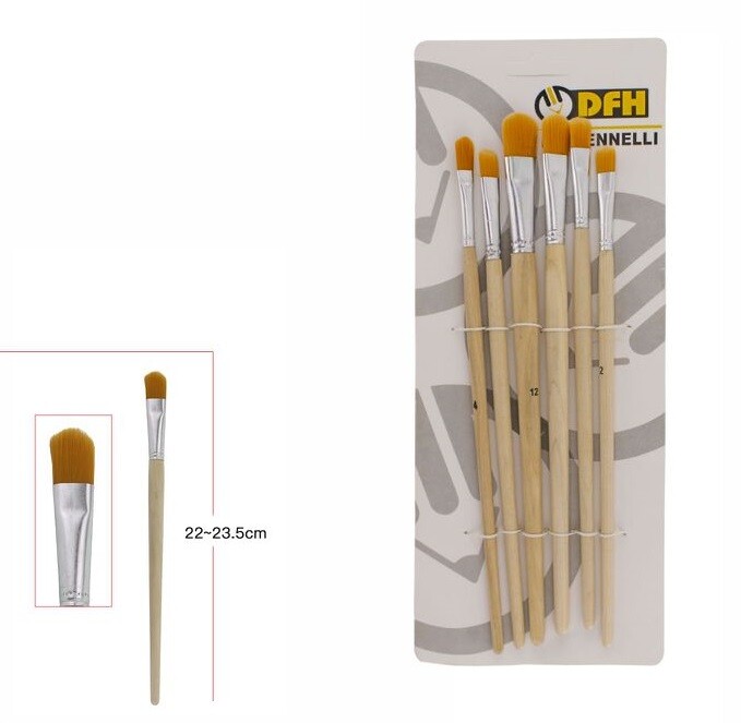 Set 6pz Pennelli Lingua Di Gatto Scuola Lavoretti Pittura Varie Misure 58178 dfh