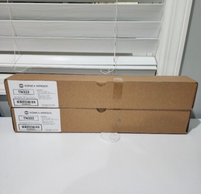Konica Minolta A33K030 (TN-322) Black Toner Cartridge,bizhub 224e, 284e Lot of 2