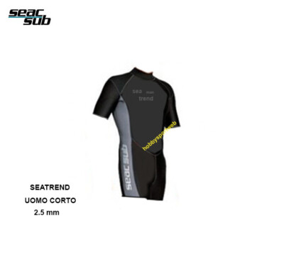 MUTA ESTIVA SEACSUB 3mm SEATREND CORTO SIZE L UOMO CERNIERA POSTERIORE 5325SEAC