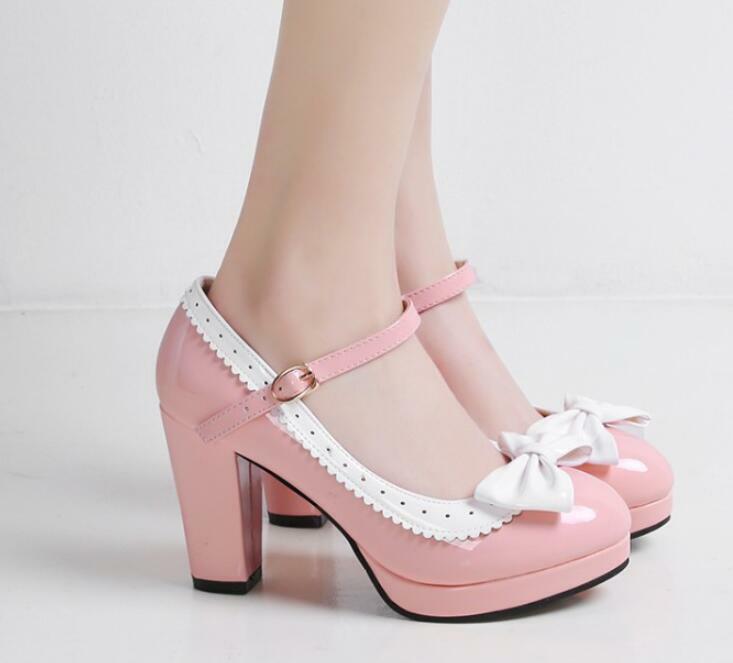 BEST BODY JAPAN ピンク ハイヒール サテン 23㎝ Women Japanese Sweet Girl High Heels Cos Shoes Bow Lolita