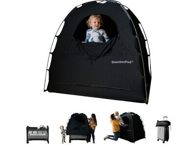 SlumberPod Portable Sleep Pod Baby Blackout Canopy Crib Cover Black /Grey 4mos.+