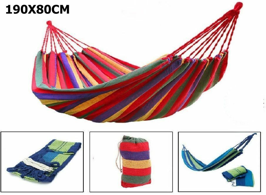 Amaca da Giardino in Tela Campeggio Spiaggia Viaggio Riposo da Esterni 190x80cm