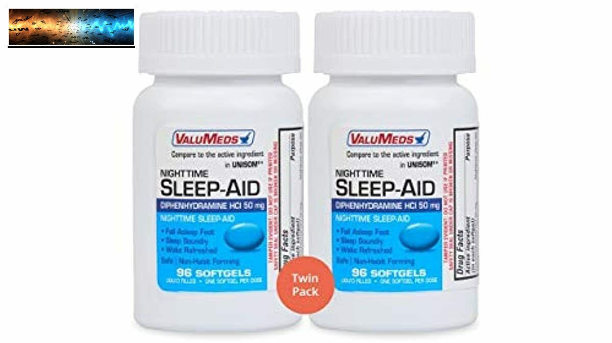 ValuMeds Nighttime Sleep Aid (confezione doppia - 192 Softgels) Difenidramina HCl, 50 