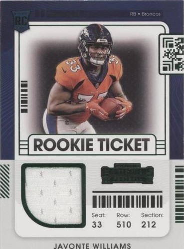 2021 Panini Contenders Javonte Williams #RTS-JWI