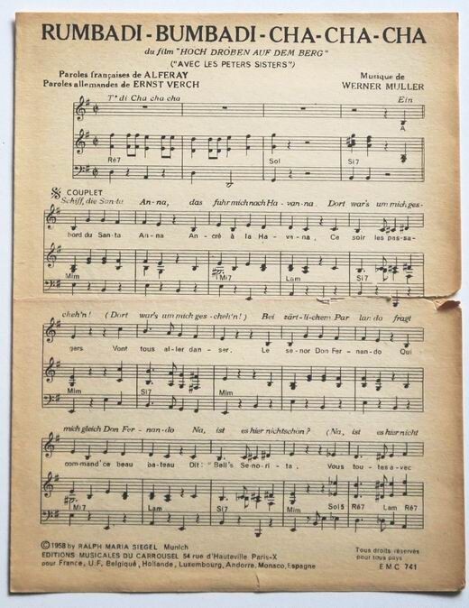 Partition Sheet Music Margot Hielscher : Rumbadi-Bumbadi-Cha-Cha * 50'S Schlager