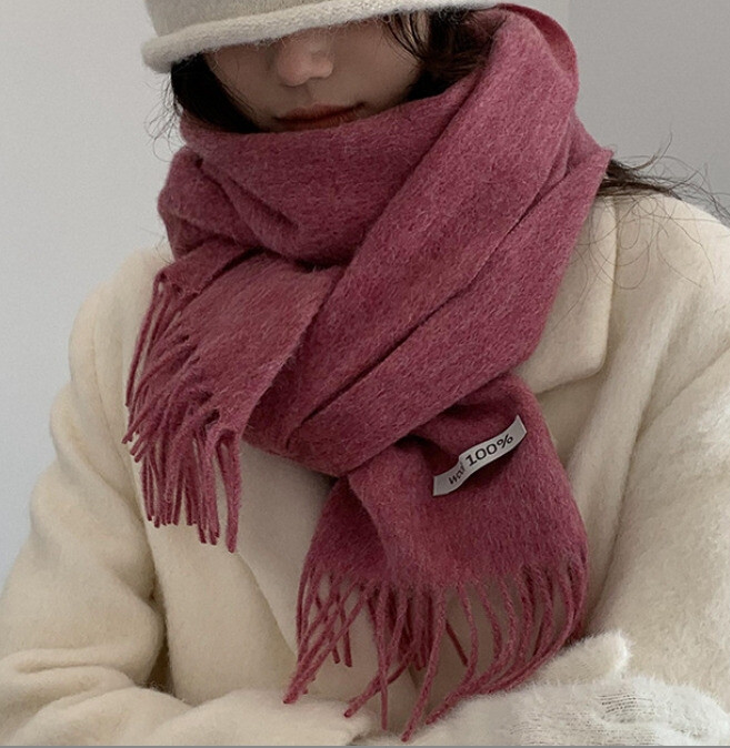100% wool long scarf 160 * 30cm solid color warm versatile scarf