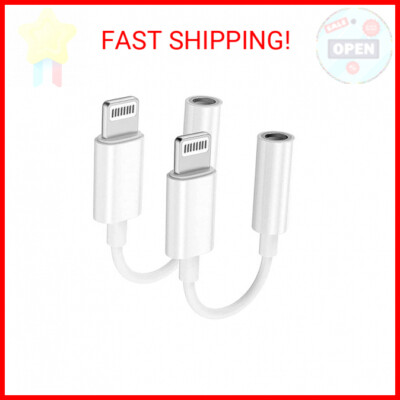 Lightning to 3.5 mm Headphone Jack Adapter, 2 Pack [Apple MFi Certified] for iPh
