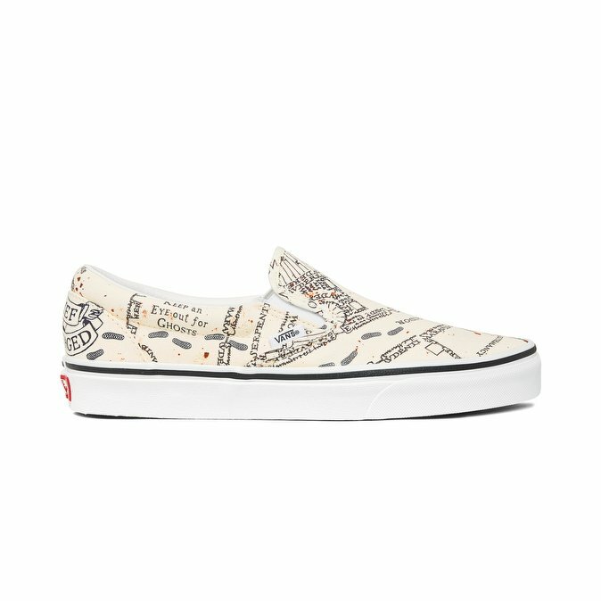 Pre-owned Vans Limited Edition Harry Potter Marauders Map Classic Slip On Vn0a4bv3v3c In White & Beige