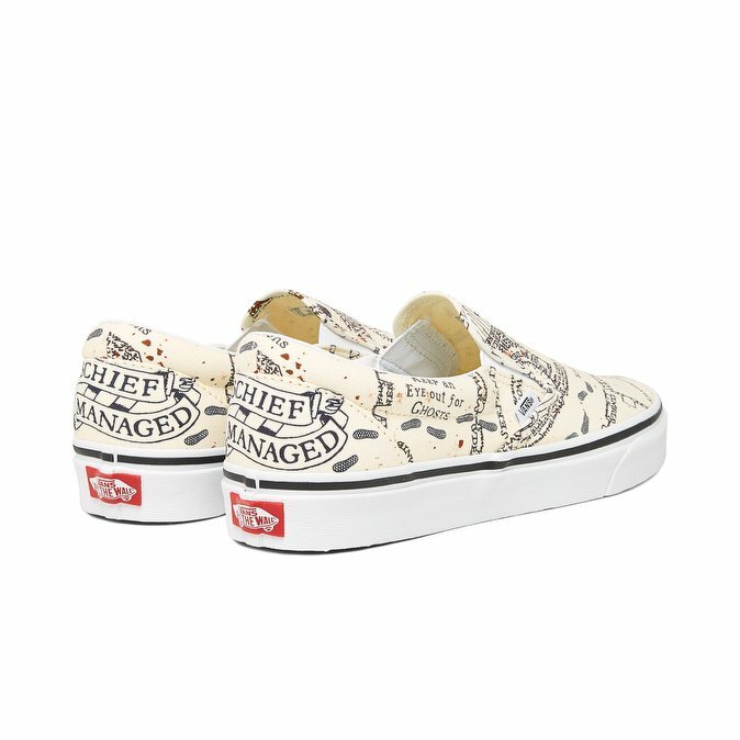 Pre-owned Vans Limited Edition Harry Potter Marauders Map Classic Slip On Vn0a4bv3v3c In White & Beige