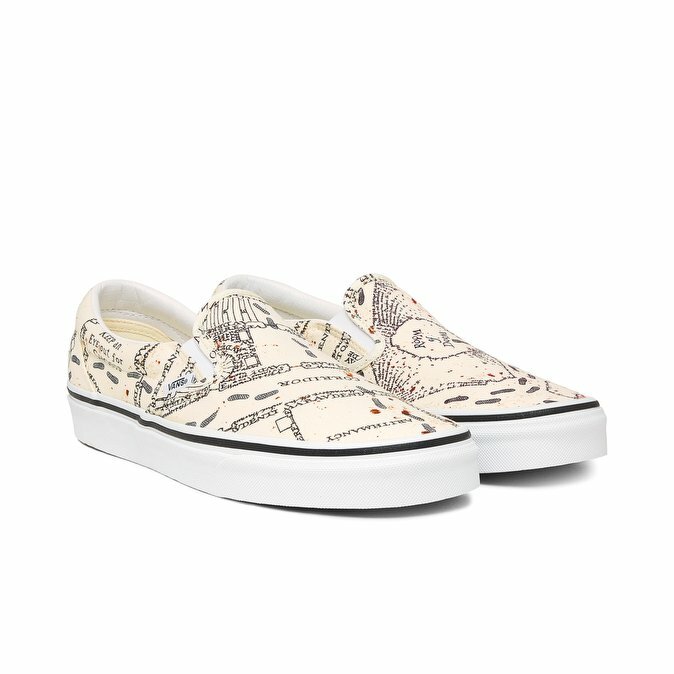 Pre-owned Vans Limited Edition Harry Potter Marauders Map Classic Slip On Vn0a4bv3v3c In White & Beige