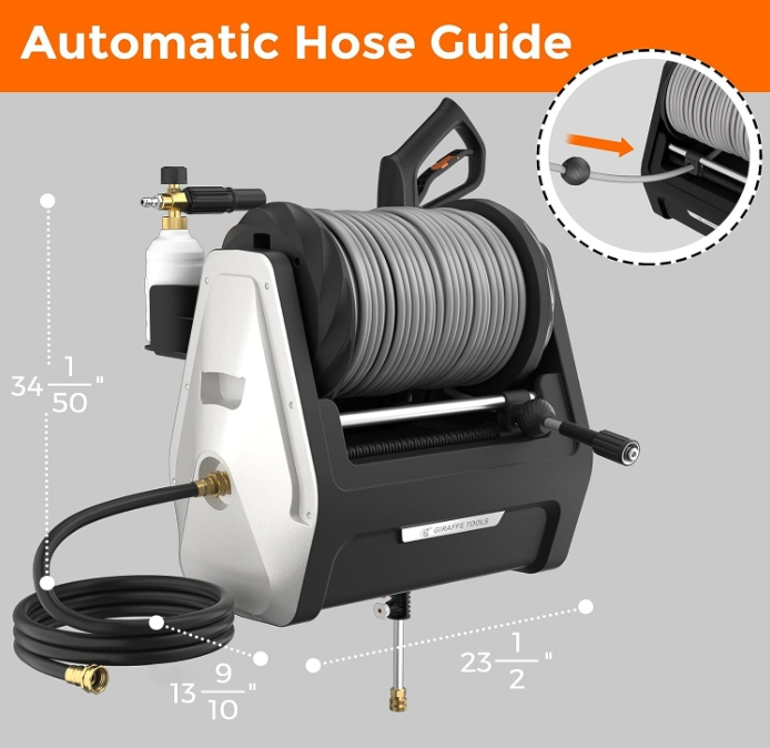 Giraffe Tools Electric Pressure Washer Hose Reel Wall Mounted Pressure Washer
