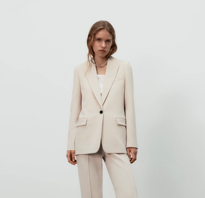 ZARA WOMAN NEW STRAIGHT CUT BLAZER WITH POCKETS STONE BEIGE ZARA WOMAN NEW STRAIGHT CUT BLAZER WITH POCKETS STONE BEIGE
